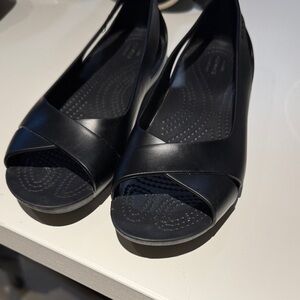 CROCS Black Open-Toe Ballet Flats